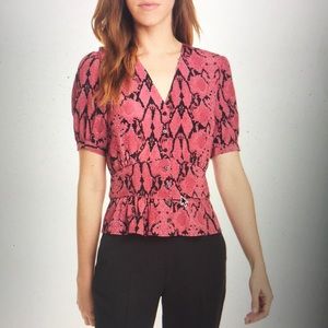 NEVER WORN BA&SH Cleo Snake Print Short Sleeve Top